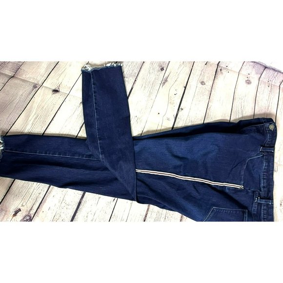 Universal Threads Dark Blue Cropped Jeans Red & White Stripe 16 NEW - Picture 16 of 16